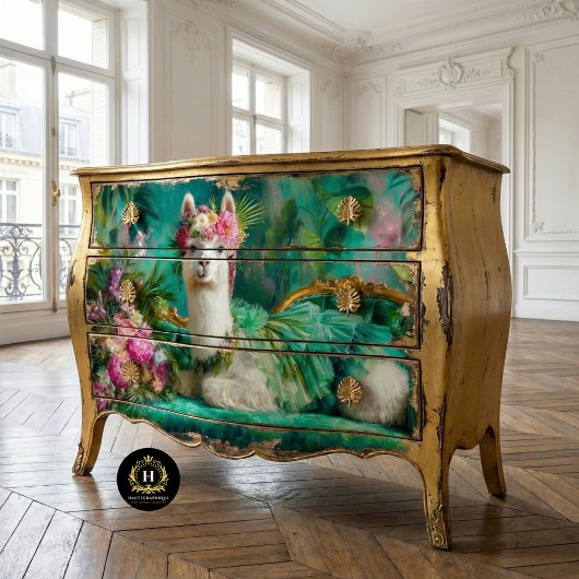 Wispelturige Lama in Groene Tutu Decoupage Tissuepapier
