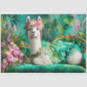 Wispelturige Lama in Groene Tutu Decoupage Tissuepapier (Voorkant)