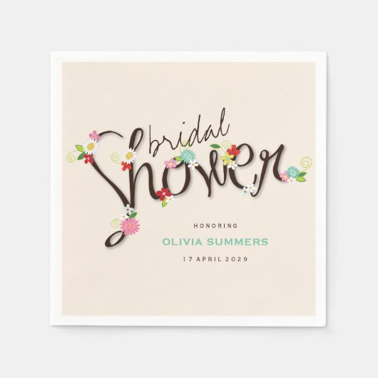 Wispelturige Lente Bloemen Chic Bruiloft Feest Servetten (Voorkant)