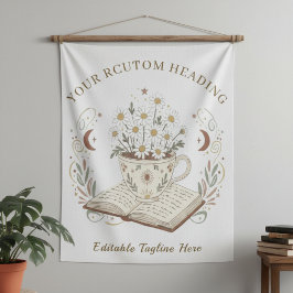 Wispelturige Neutrale Boho Theekop Bloemen Ontwerp Wandkleed
