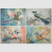 Wispelturige Vogels Collage Decoupage Tissuepapier (Voorkant)