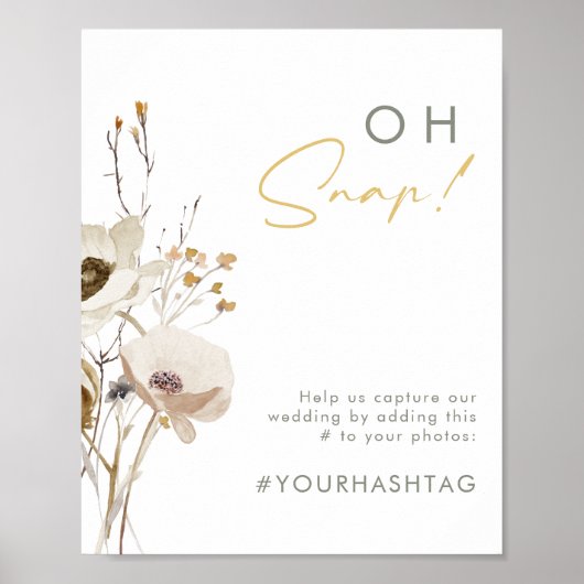 Wispelturige Wilde Bloem Oeps Hashtag Poster (Voorkant)