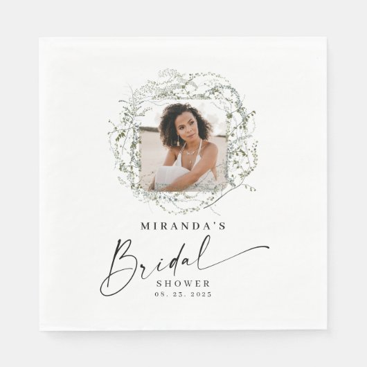 Wispen van Eucalyptus Greenery Foto Vrijgezellenfe Servet (Voorkant)