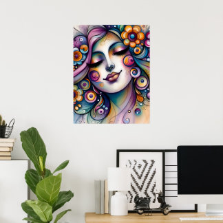 Wisperende Whimsical Vrouw Muurkunst Poster