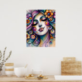 Wisperende Whimsical Vrouw Muurkunst Poster (Keuken)