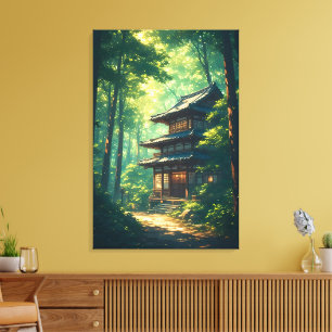 Wisperingen van het bos: een verborgen Japanse ret Canvas Afdruk
