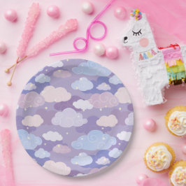 Wispige pastelwolken en sterrenpatroon papieren bordje