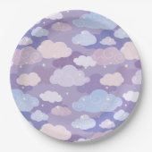 Wispige pastelwolken en sterrenpatroon papieren bordje (Voorkant)
