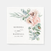 Wispy Beige en Roze Romantic Floral Servet (Voorkant)