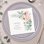 Wispy Beige en Roze Romantic Floral Servet<br><div class="desc">Met een romantische charme heeft dit mooie bruiloft-servet een vermakelijke hoekboquet van neutrale beige en zachte, wazige, roze bloemen met de draperende eucalyptustakken en andere trailende grienery. Het uiterlijk is zacht en vrouwelijk. Pas de tekst aan met de namen van de bruid en de bruidegom en de trouwdatum of andere...</div>
