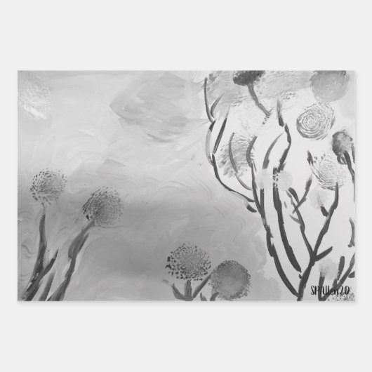 Wispy Black en White Inpakpapier Vel (Voorkant 3)