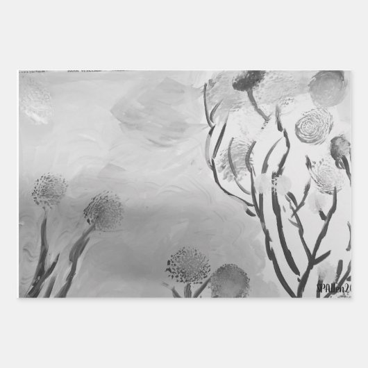 Wispy Black en White Inpakpapier Vel (Voorkant 2)