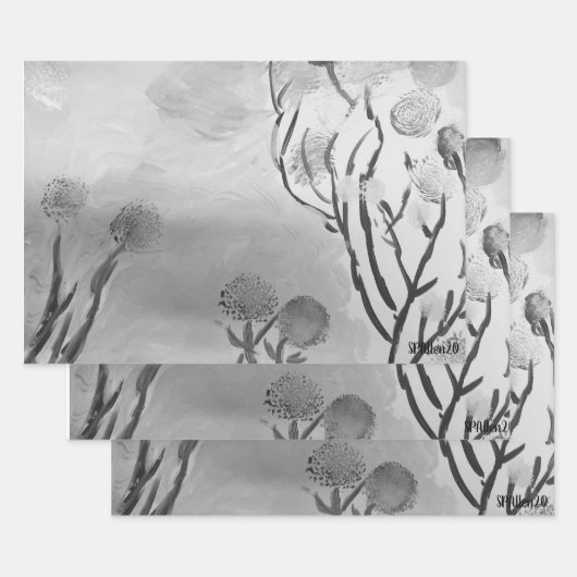 Wispy Black en White Inpakpapier Vel (Set)