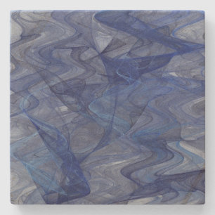 Wispy Blue Abstract Fractal Square Onderzetter