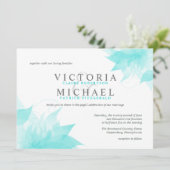Wispy Blue Floral Wedding Invitations Kaart (Staand voorkant)