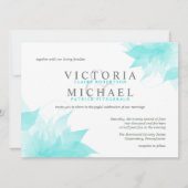 Wispy Blue Floral Wedding Invitations Kaart (Voorkant)