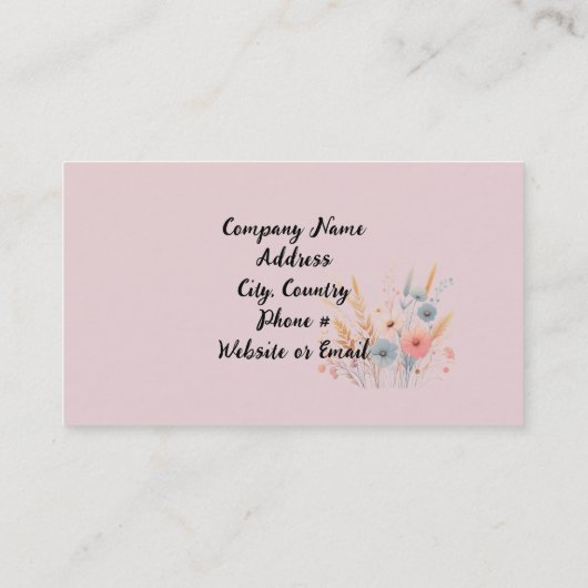 Wispy Boho Bloemen en Grassen Visitekaartje (Achterkant)