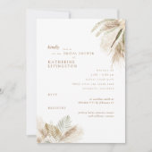 Wispy Boho Pampas White Bridal Shower Uitnodiging (Voorkant)