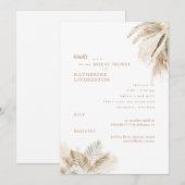 Wispy Boho Pampas White Bridal Shower Uitnodiging (Voorkant / Achterkant)