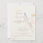 Wispy Botanical Floral Cream Baby shower Kaart (Voorkant)