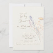 Wispy Botanical Floral Cream II Baby shower Kaart (Voorkant)