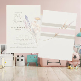 Wispy Botanical Floral Cream II Baby shower Kaart