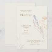 Wispy Botanical Floral Cream Samen Met Bruiloft Kaart (Voorkant / Achterkant)