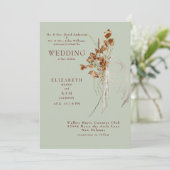 Wispy Botanical Sage Beide ouders bruiloft Kaart (Staand voorkant)