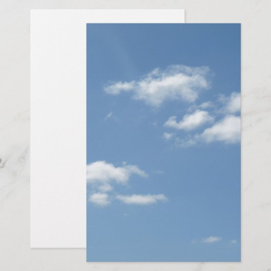 Wispy Clouds Powder Blue Sky Briefpapier (Voorkant / Achterkant)
