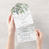 Wispy Eucalyptus Greenery Minimal Wedding All In One Uitnodiging (Afscheurbaar)