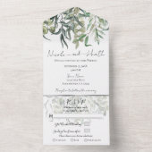 Wispy Eucalyptus Greenery Minimal Wedding All In One Uitnodiging (Binnen)