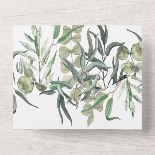 Wispy Eucalyptus Greenery Minimal Wedding All In One Uitnodiging (Achterkant)