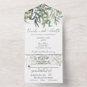 Wispy Eucalyptus Greenery Minimal Wedding All In One Uitnodiging
