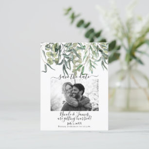 Wispy Eucalyptus Greenery Wedding Sla de datum op Kaart