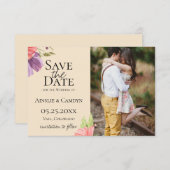 Wispy Floral Foto Save The Date Aankondiging (Voorkant / Achterkant)