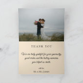 Wispy Floral Wedding Photo bedankje Bedankkaart (Binnen)