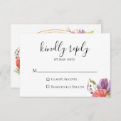 Wispy Floral Wedding RSVP-kaart RSVP Kaartje (Voorkant / Achterkant)