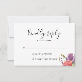 Wispy Floral Wedding RSVP-kaart RSVP Kaartje