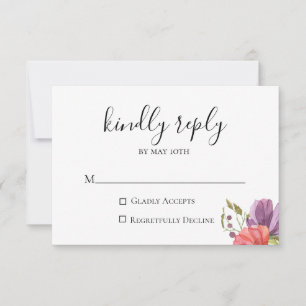 Wispy Floral Wedding RSVP-kaart RSVP Kaartje