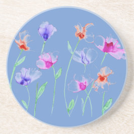 Wispy Flowers op Blauw Onderzetter