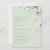 Wispy Foliage Light Sage Wedding Invitation II Kaart (Voorkant)