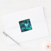 Wispy fractal blauw/groen ontwerp vierkante sticker (Envelop)