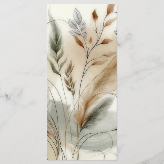 Wispy Green Modern Botanical Boho Wedding Menu (Achterkant)