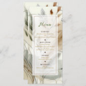 Wispy Green Modern Botanical Boho Wedding Menu (Voorkant / Achterkant)