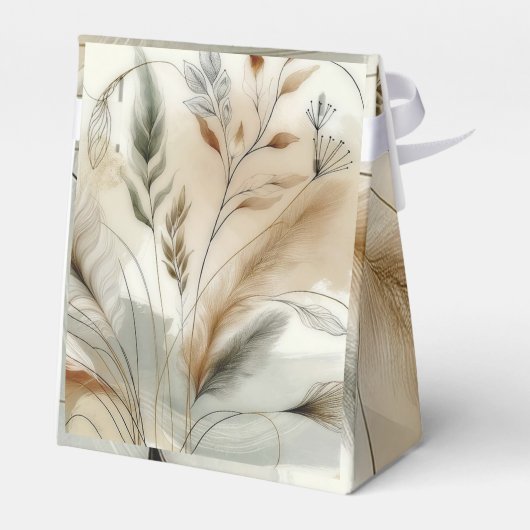 Wispy groen moderne botanische boho bruiloft bedankdoosjes (Achterkant)