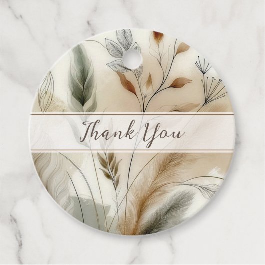 Wispy groen moderne botanische boho bruiloft bedankjes labels (Voorkant)