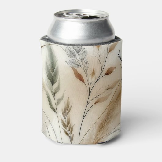 Wispy groen moderne botanische boho bruiloft blikjeskoeler (Blikje Achterkant)