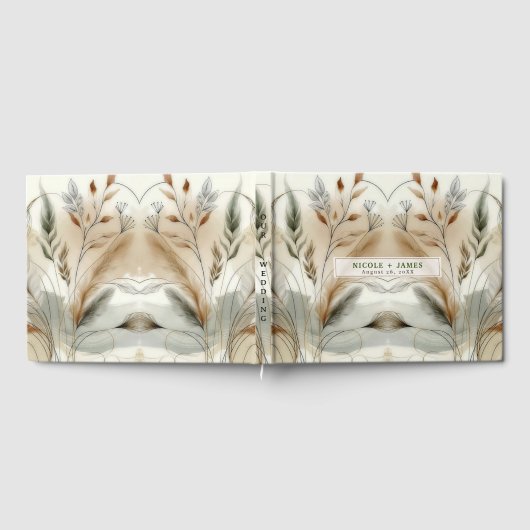 Wispy groen moderne botanische boho bruiloft gastenboek (Volledig)