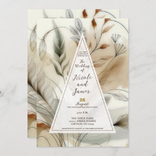 Wispy groen moderne botanische boho bruiloft kaart