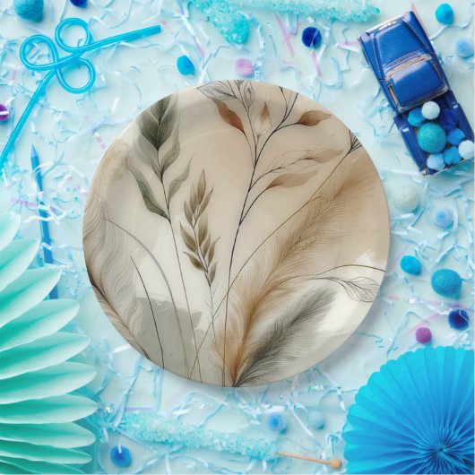 Wispy groen moderne botanische boho bruiloft papieren bordje (Feest)